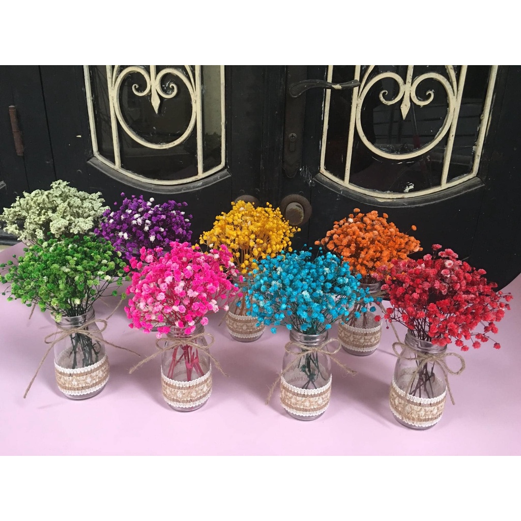 Set Lọ kèm hoa khô không tàn mix sẵn nhiều mẫu dùng trang trí nhà