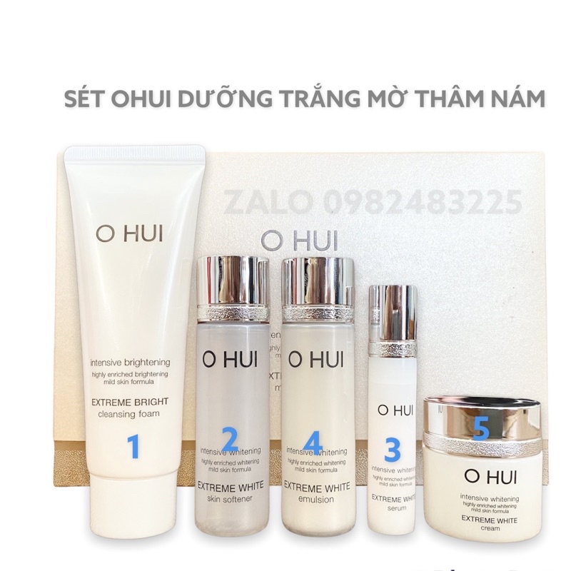 Set dưỡng trắng da mờ sạm nám chống lão hóa - Ohui Extreme White 5 món