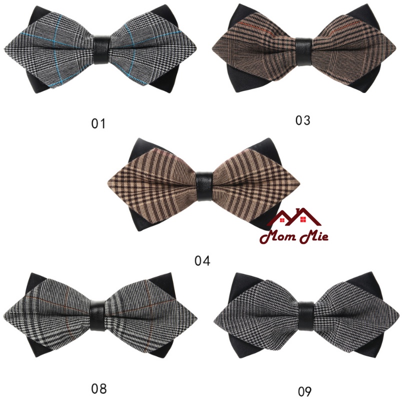 Nơ cài áo nam hai lớp - dự tiệc hoặc cho chú rể - caro cổ điển