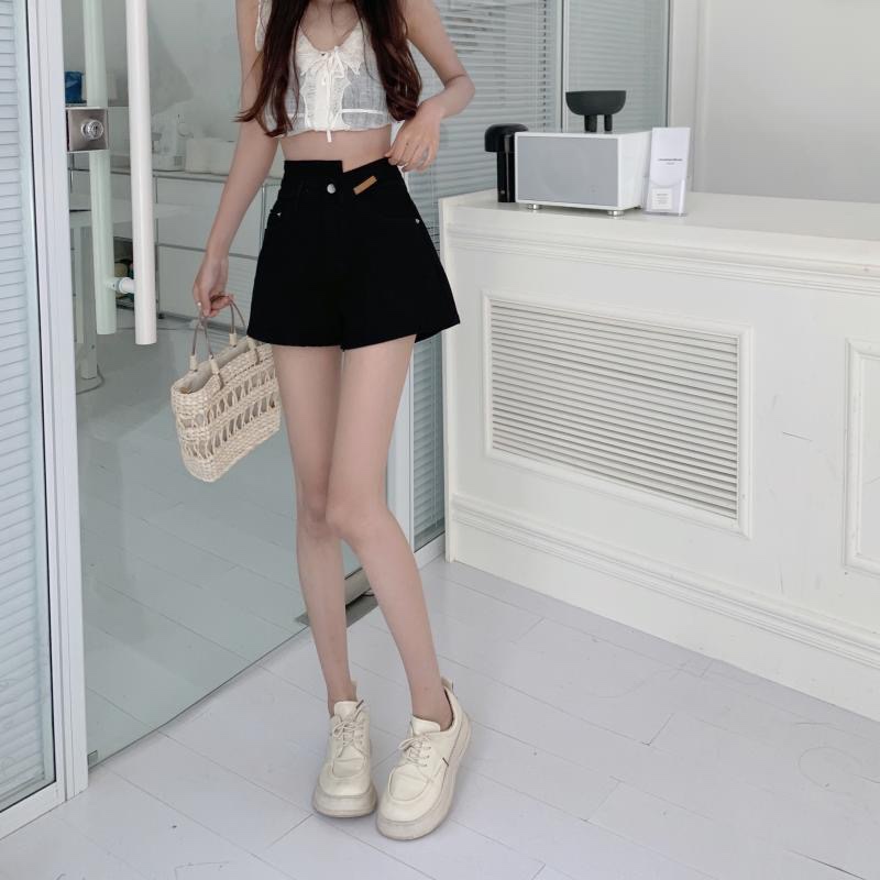 Quần Short Denim Lưng Cao Ống Rộng Phong Cách Hàn Quốc Thời Trang Cho Nữ