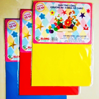 (Sỉ giá rẻ ibox) Giấy thủ công (8 màu/1 túi) khổ A4 dành cho học sinh không decal