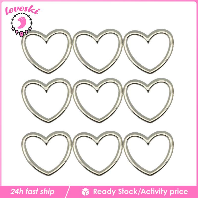 Set 5 vòng khoen hình trái tim màu bạc dùng làm thắt lưng/nịt bít tất/vòng chân/vòng cổ choker thủ công