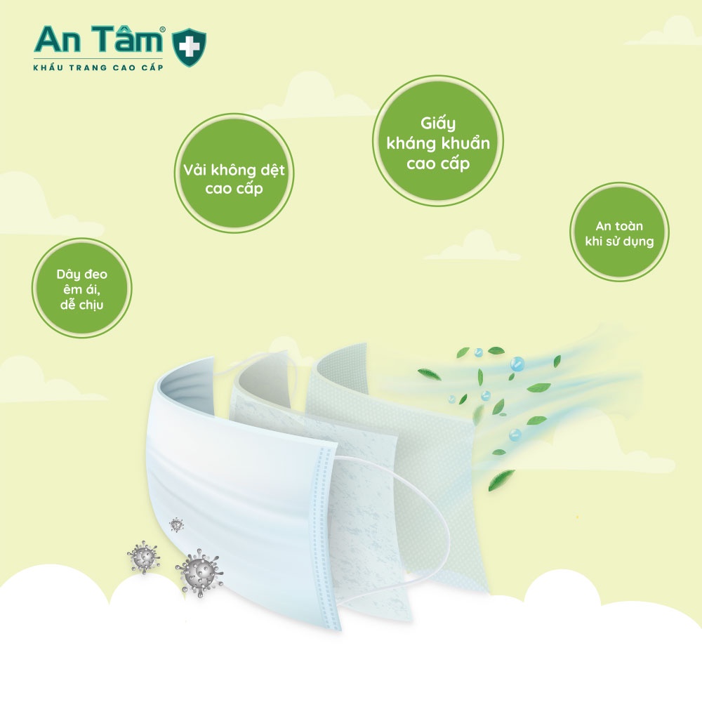 Khẩu trang y tế cho bé  in HỌA TIẾT 3 lớp Giấy Kháng Khuẩn & Vải Không Dệt - Chính Hãng AN TÂM - Hộp 50 cái | BigBuy360 - bigbuy360.vn
