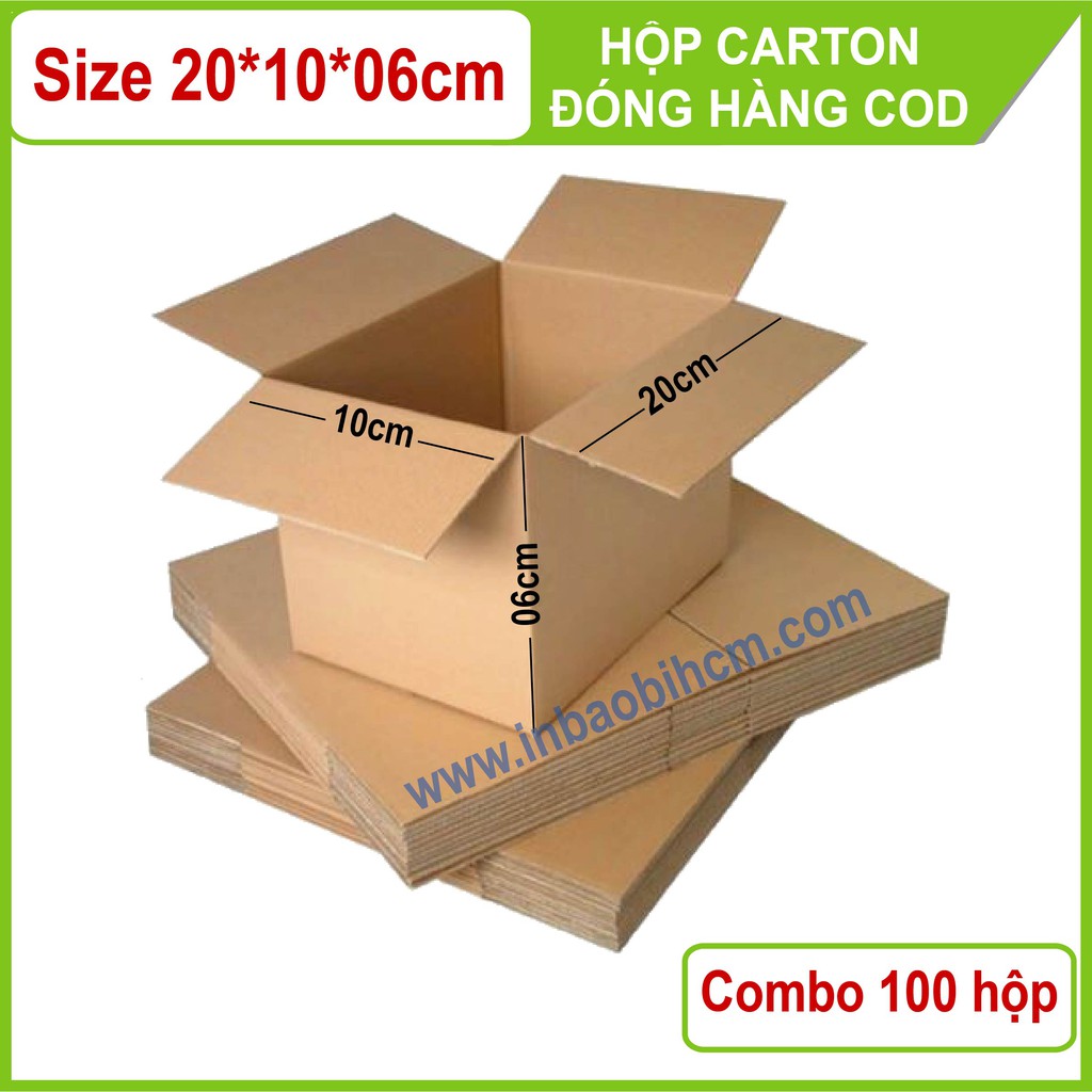 100 hộp carton đóng hàng 20x10x6 cm (Thùng giấy - Hộp giấy carton giá rẻ)