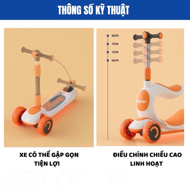 Xe Trượt Scooter S808 Cao Cấp Có Bánh Xe Phát Sáng Cho Bé