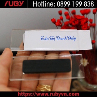 10 cái bảng tên nhân viên mica, bảng tên thay tên mica trong, bảng tên nhân viên thay tên mica