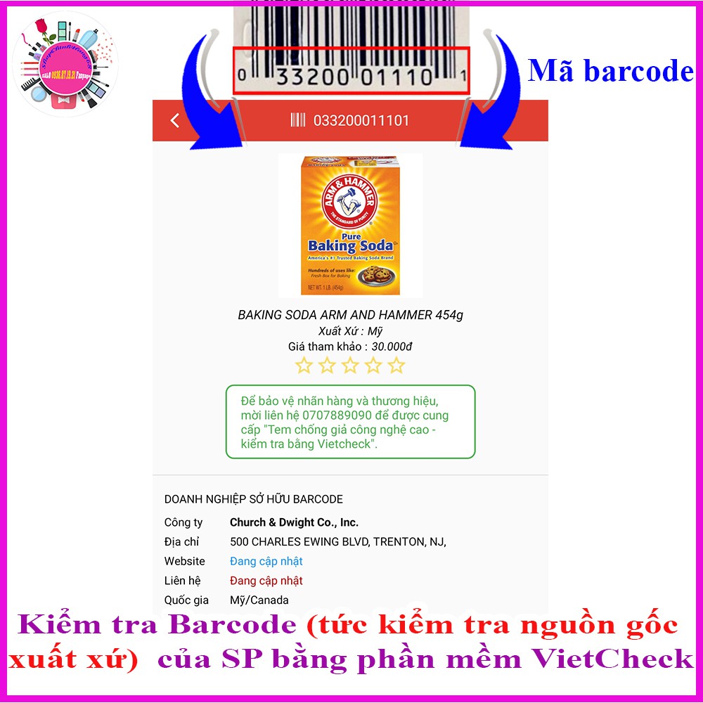 Bột BAKING SODA Arm And Hammer Đa Chức Năng 454g USA