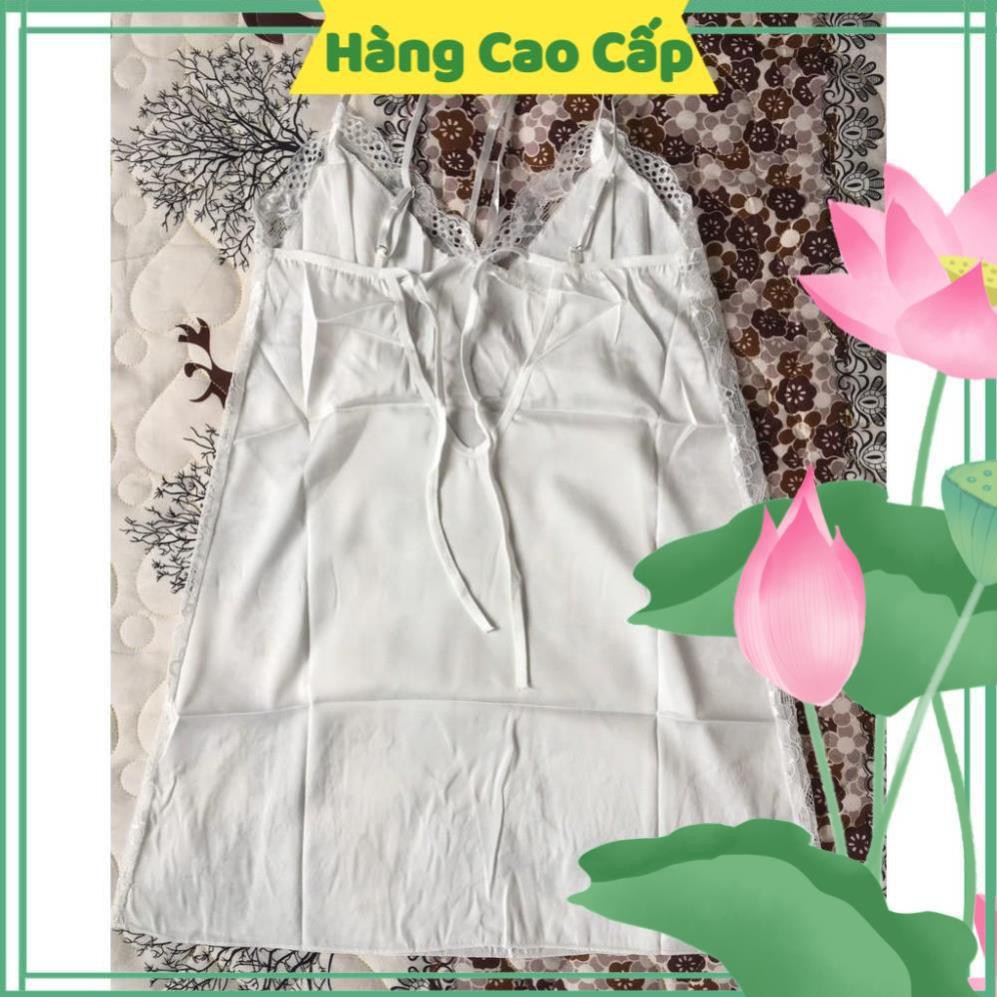 Váy Ngủ Sexy Gợi Cảm Váy Ngủ Lụa Hai Dây Phối Ren Hông Gợi Cảm Màu Trắng Kèm Hình Thật Shop Chụp | BigBuy360 - bigbuy360.vn