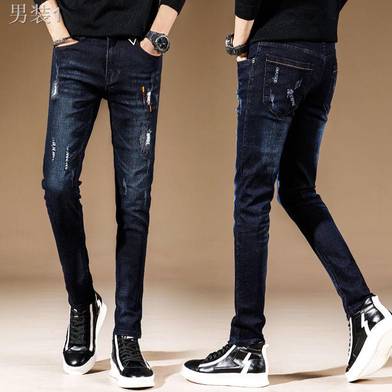 ☏◐☒Mùa xuân và thu quần jean đen nam phong cách Hàn Quốc hợp thời trang của học sinh chân nhỏ âu đông hàng hiệu gi