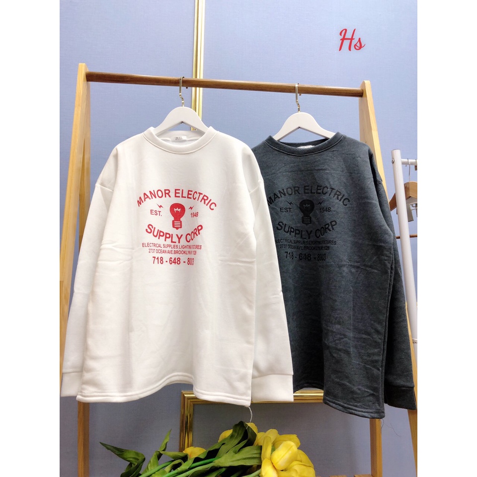 Áo sweater in bóng đèn 1948, chất nỉ dày dặn sp000791