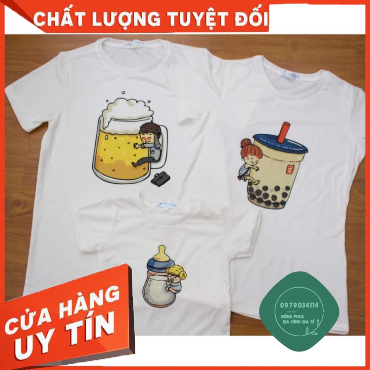 Áo thun giá sỉ Áo Thun Gia Đình Bia , TRà Sữa , Bình Sữa