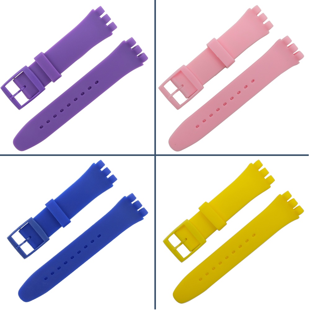Dây Đeo Đồng Hồ Bằng Cao Su Silicone Màu Đen Có Khóa Cài 17mm 19mm 20mm 16Mm Cho SWATCH