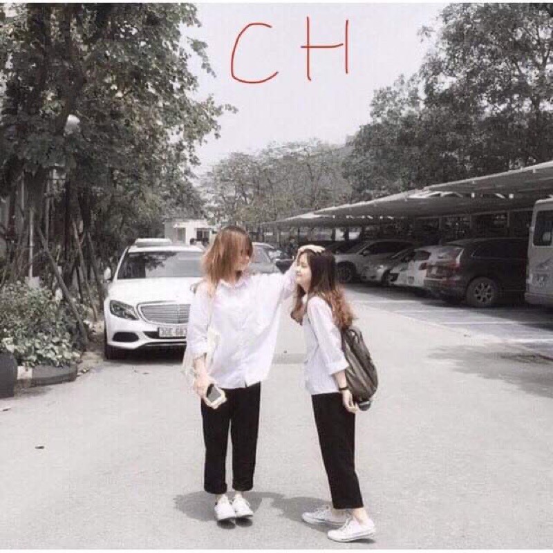 Áo sơmi dài tay trơn dáng thụng COM976