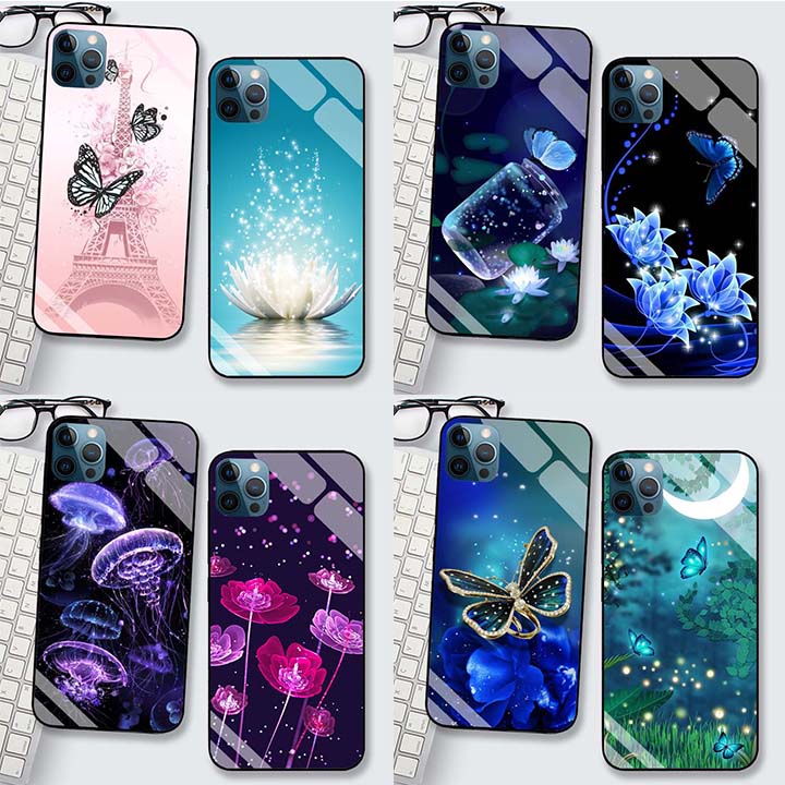 Ốp IPHONE 12, 12 Pro, 12 Promax Lưng Kính Cường Lực Cao Cấp Mới Nhất