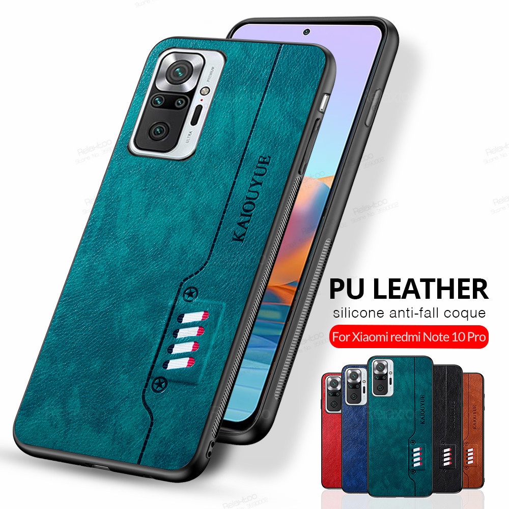 Sang Trọng Ốp Điện Thoại Silicon Kết Cấu Da Cho Xiaomi Redmi Note 10 Pro Redme Note10 10pro Not 10s Not10