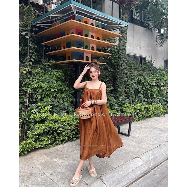 Đầm maxi đũi tơ dáng suông 2 dây đôi hàng QC!