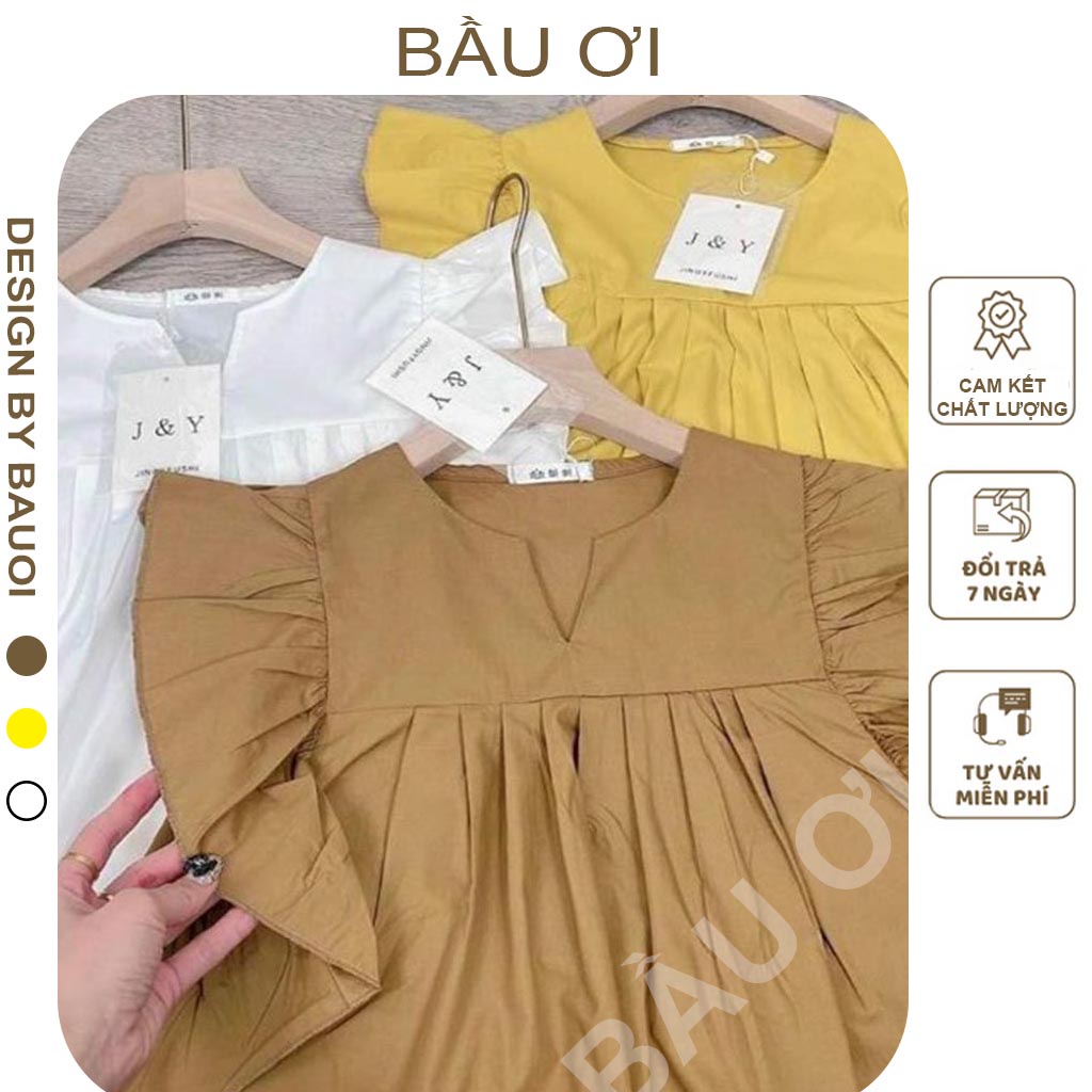 [FREE SHIP A02] ÁO BẦU XẾP LY TAY BÈO XINH XẮN - ÁO BẦU CÔNG SỞ THỜI TRANG HÀN QUỐC