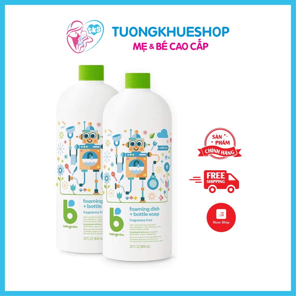 [Mẫu mới] Nước rửa bình Babyganics 964ml (chai refil)