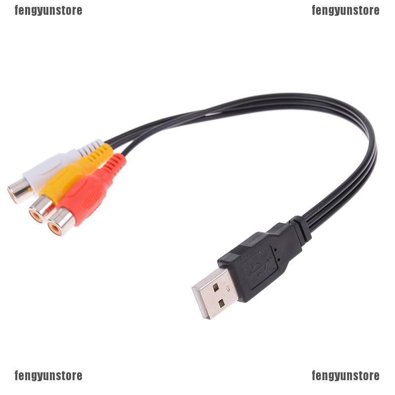 Cáp chuyển đổi từ cổng USB đực sang 3 cổng RCA cái