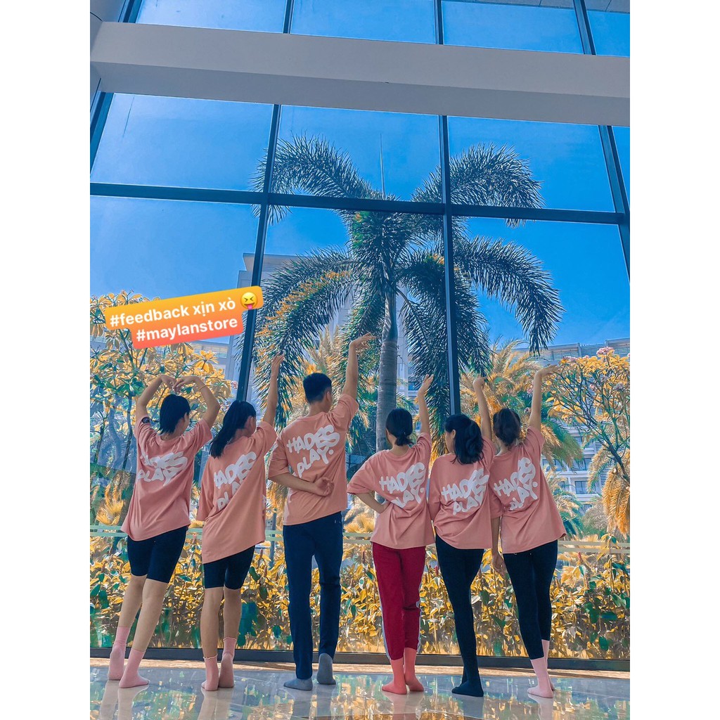 Áo thun Hades Play hồng ruốc form rộng tay lỡ phong cách unisex cho nam và nữ MAYLANSTOR | BigBuy360 - bigbuy360.vn