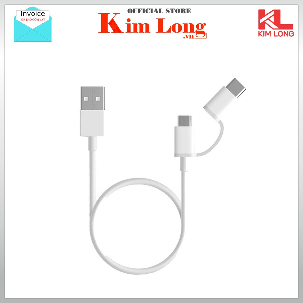 Cáp sạc nhanh Xiaomi 2 trong 1 Usb to Micro Usb to Type C - Bảo hành chính hãng