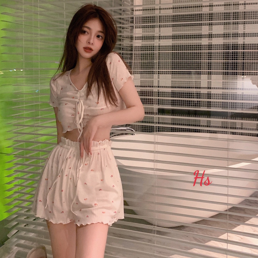 Bộ Hoa Nhí Áo Dây Rút.Siêu Yêu.Chất Cotton | BigBuy360 - bigbuy360.vn