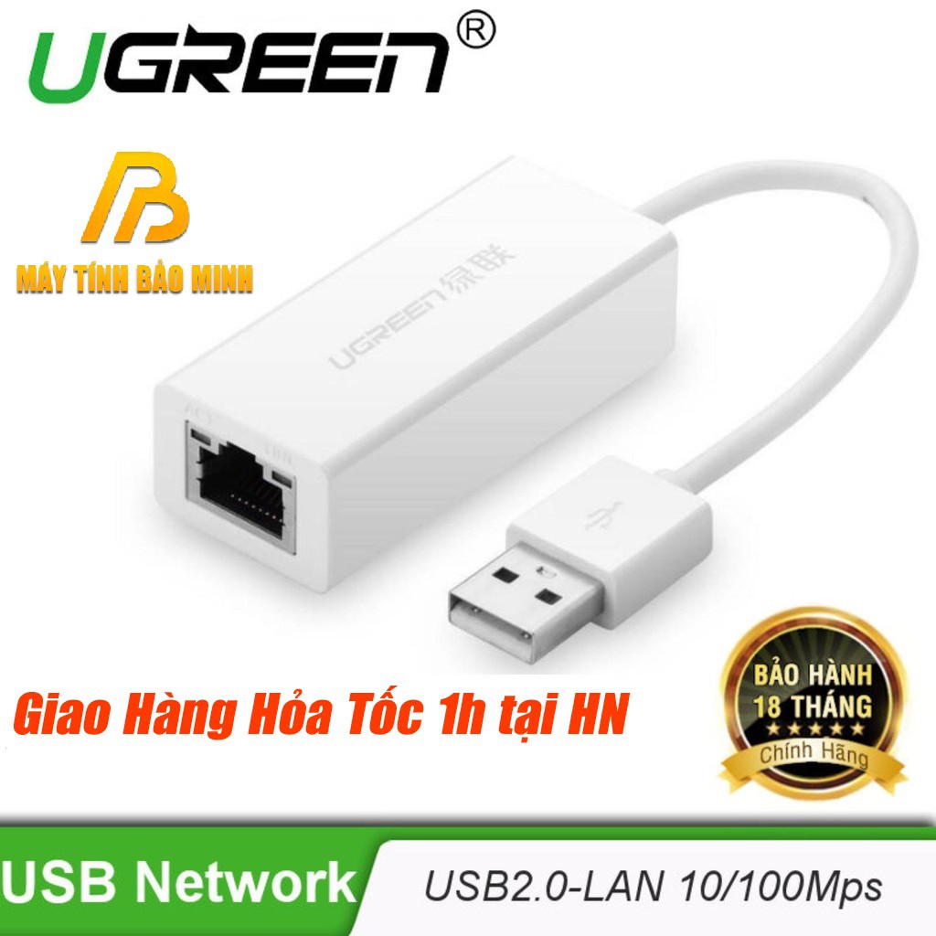 USB 2.0 to Lan RJ45 UGREEN 20253 Dành cho PC, Macbook - Hàng Chính Hãng | BigBuy360 - bigbuy360.vn