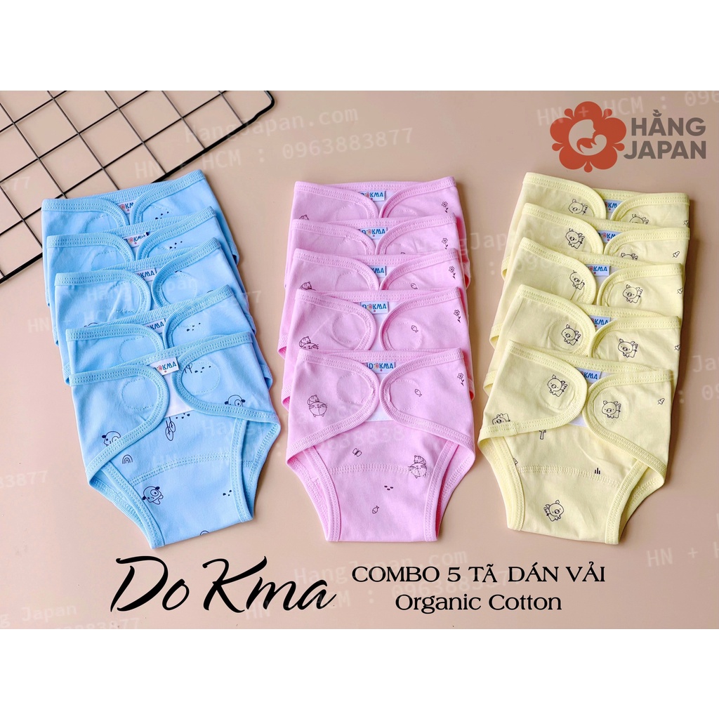 Combo 5 tã vải dán Dokma organic cho bé sơ sinh