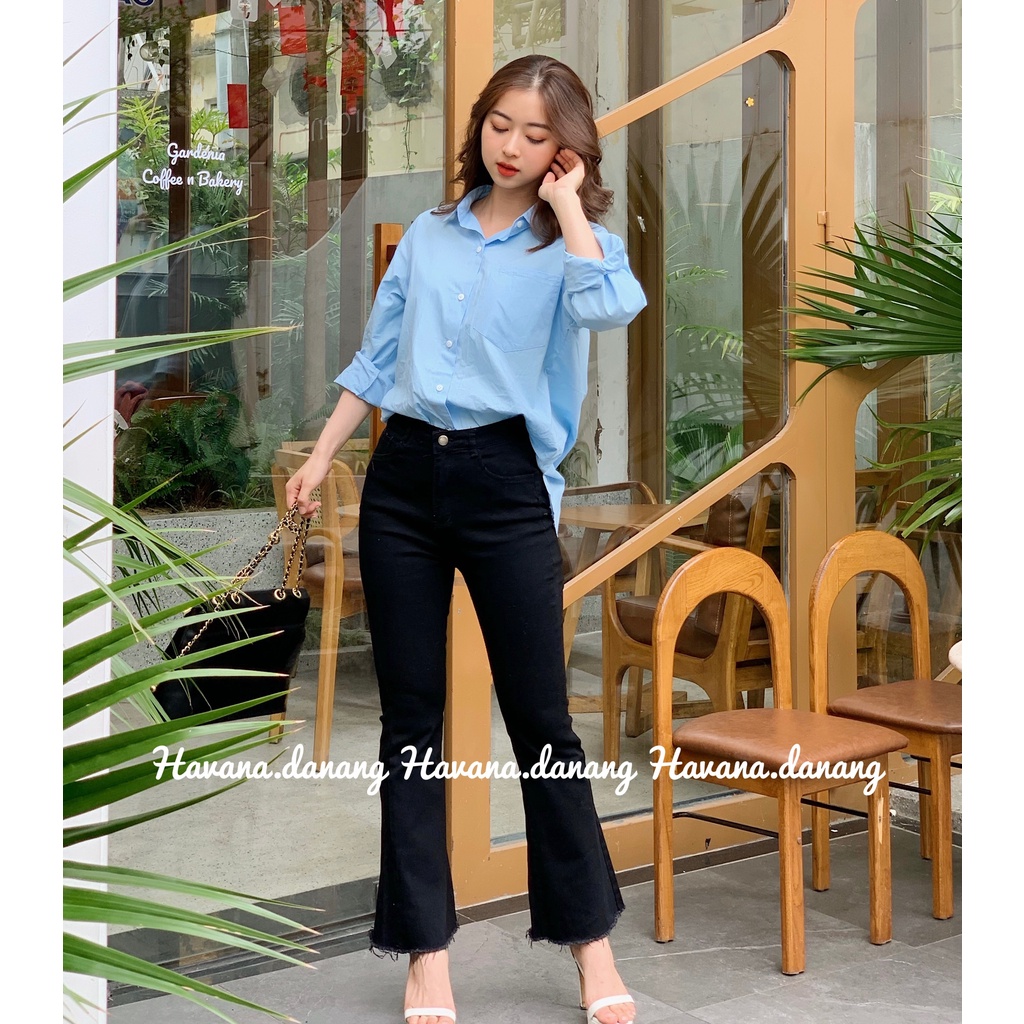 Quần jeans ống loe suông dài, jeans loe trơn | BigBuy360 - bigbuy360.vn