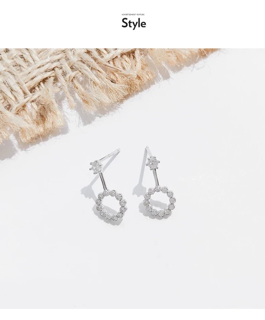 Bông tai bạc ý 30% - nhỏ xinh tinh tế đá trắng thanh lịch