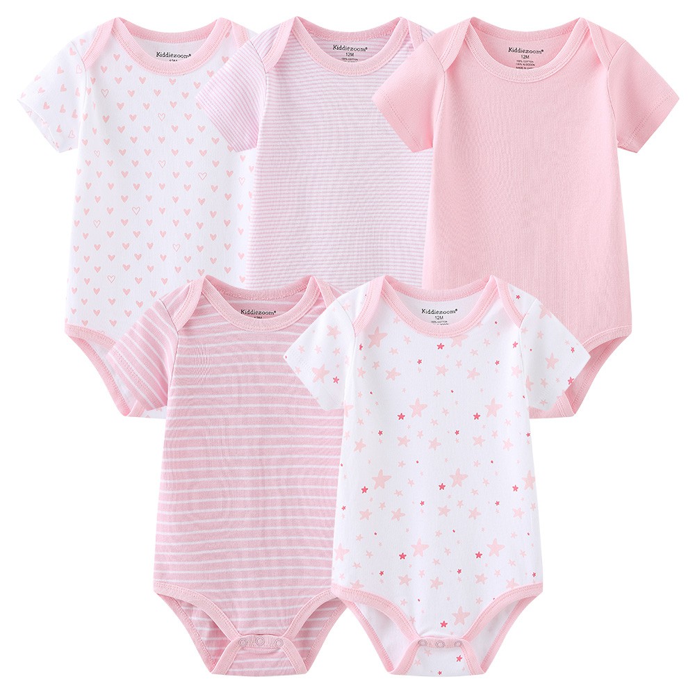 Set 5 Bộ Áo Liền Quần Chất Liệu Cotton In Hình Kỳ Lân Thời Trang 2021 Cho Bé 0-12 Tháng Tuổi