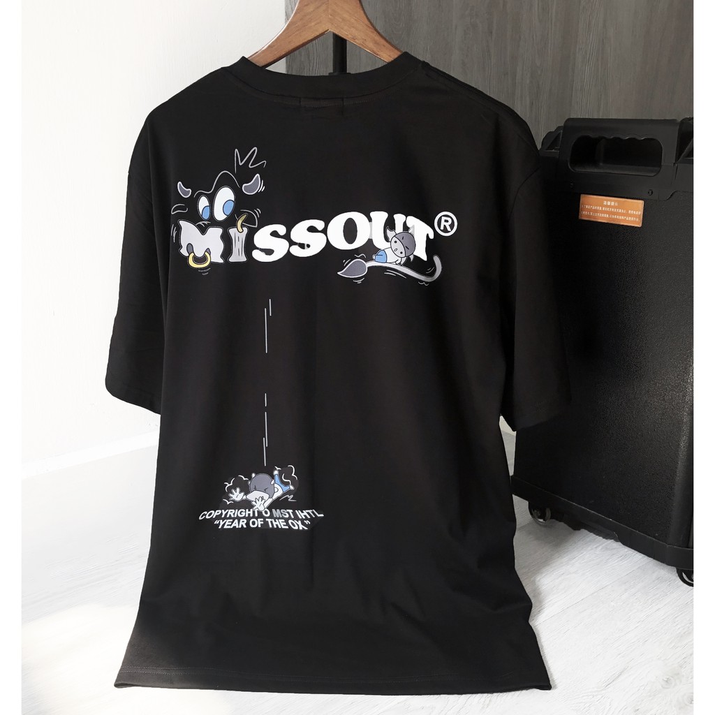 Áo thun tay lỡ MISSOUT Bò sữa,  áo thun cotton nam nữ unisex , Dricco_offcial