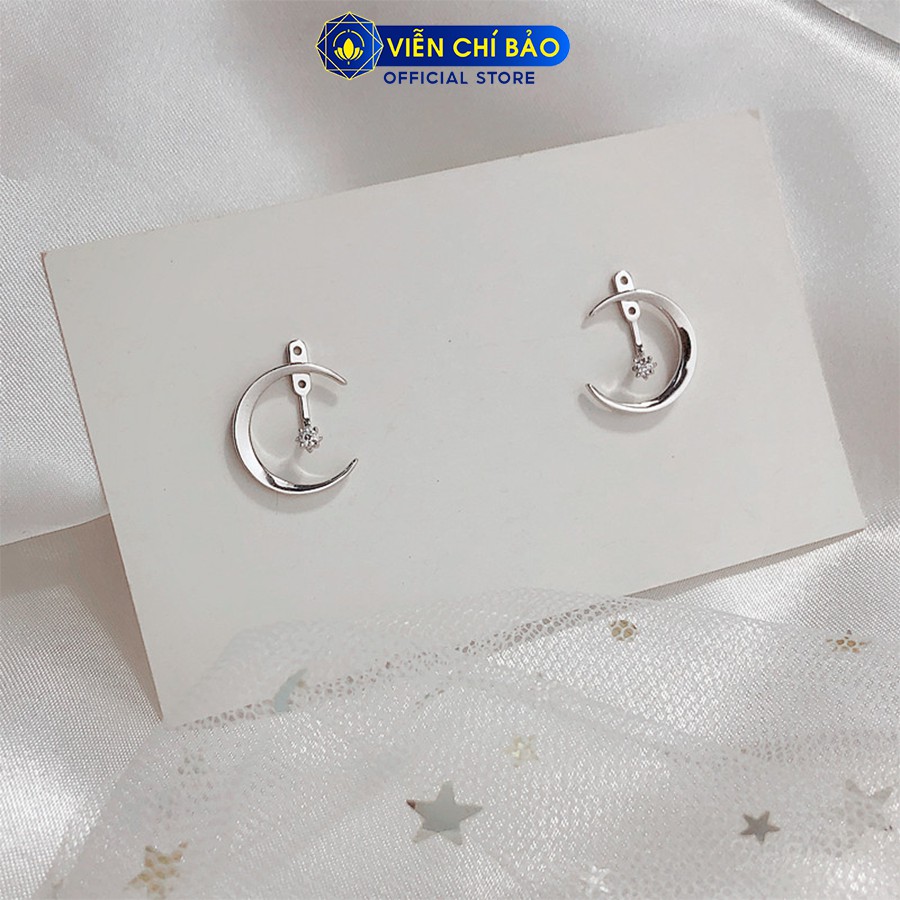 Bông tai bạc nữ hình mặt trăng chất liệu bạc S925 thời trang phụ kiện trang sức nữ thương hiệu Viễn Chí Bảo B400707