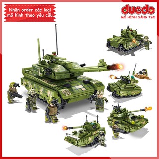 Sembo 105425 Combo lắp ghép 4 xe thiết giáp thành 1 xe tank to - Đồ chơi Xếp hình Mô hình WW2