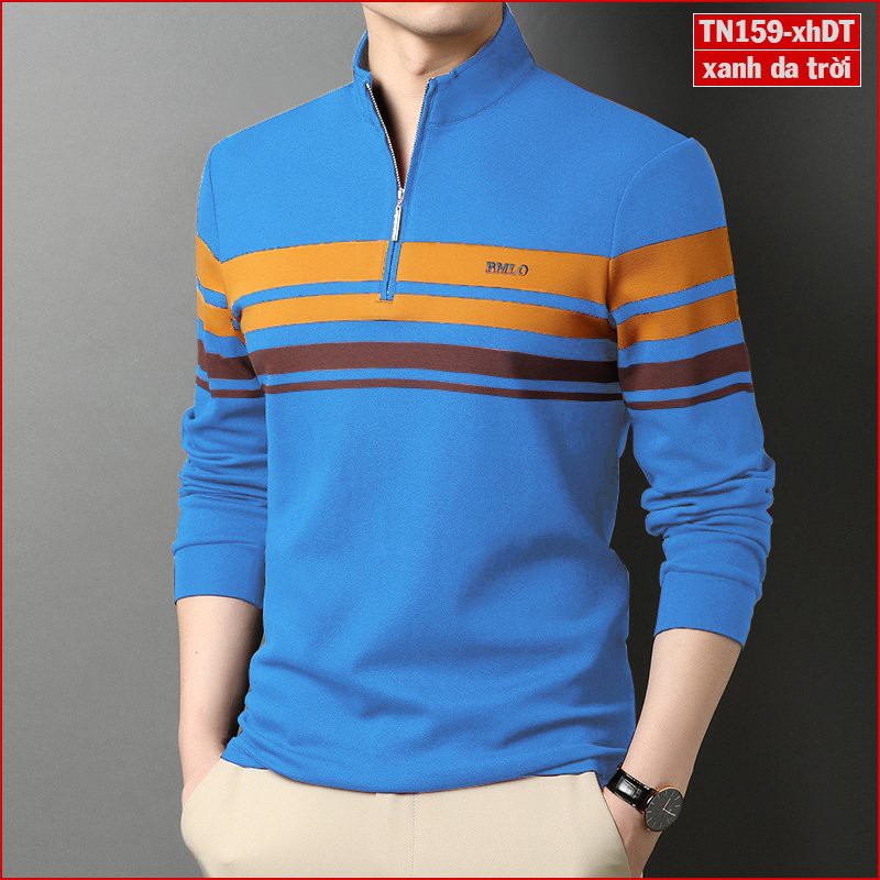[XÃ KHO] Áo thun nam tay dài TN159 có khoá kéo vải sợi tre tổng hợp thân thiện với môi trường | BigBuy360 - bigbuy360.vn