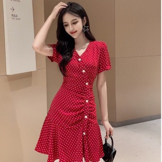 Váy thời trang 2019 cổ chữ v đuôi cá cho nữ từ 18-24 tuổi