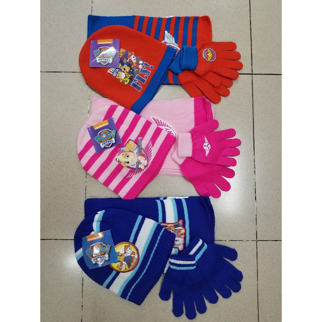 Bộ nón len khăn len bao tay len paw patrol biệt đội cứu hộ