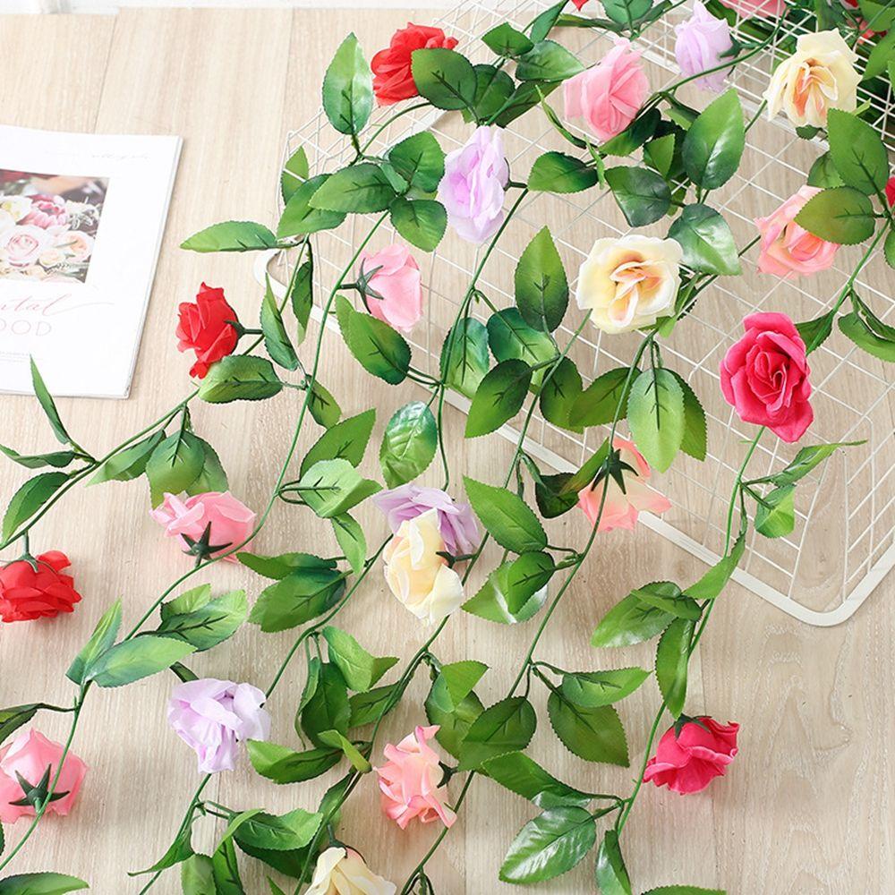 Dây Hoa Hồng Giả Trang Trí 2.4m 8 Màu