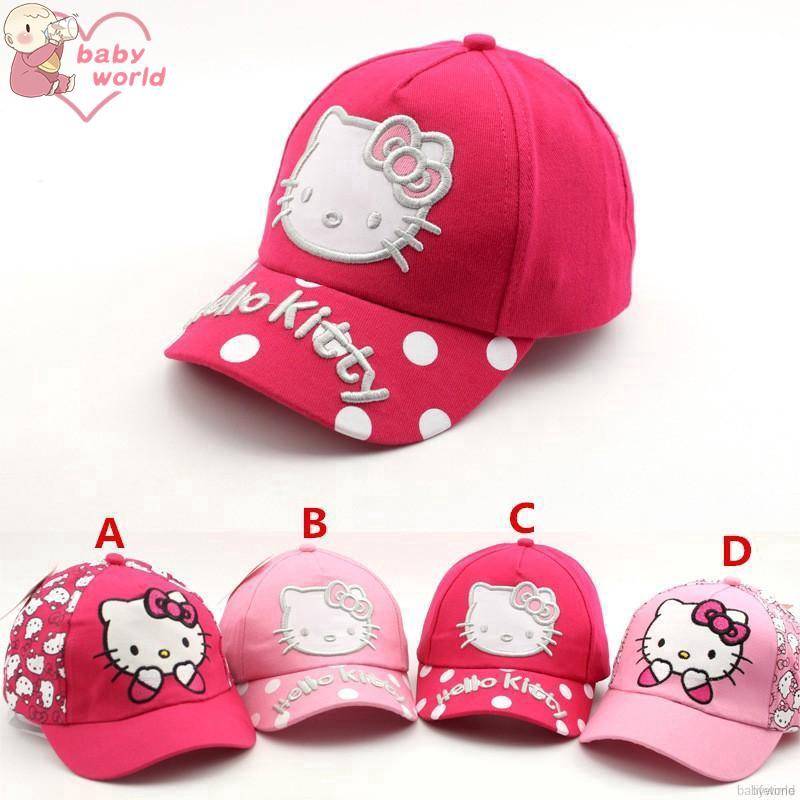 Mũ lưỡi trai thêu hình mèo Hello Kitty cho bé gái