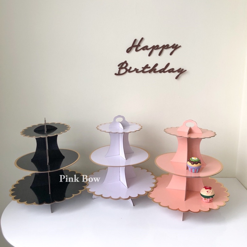 Chữ Happy Birthday/ hình Bánh Kem sinh nhật bằng Nỉ Dán tường màu Nâu/ Trắng/ Kem
