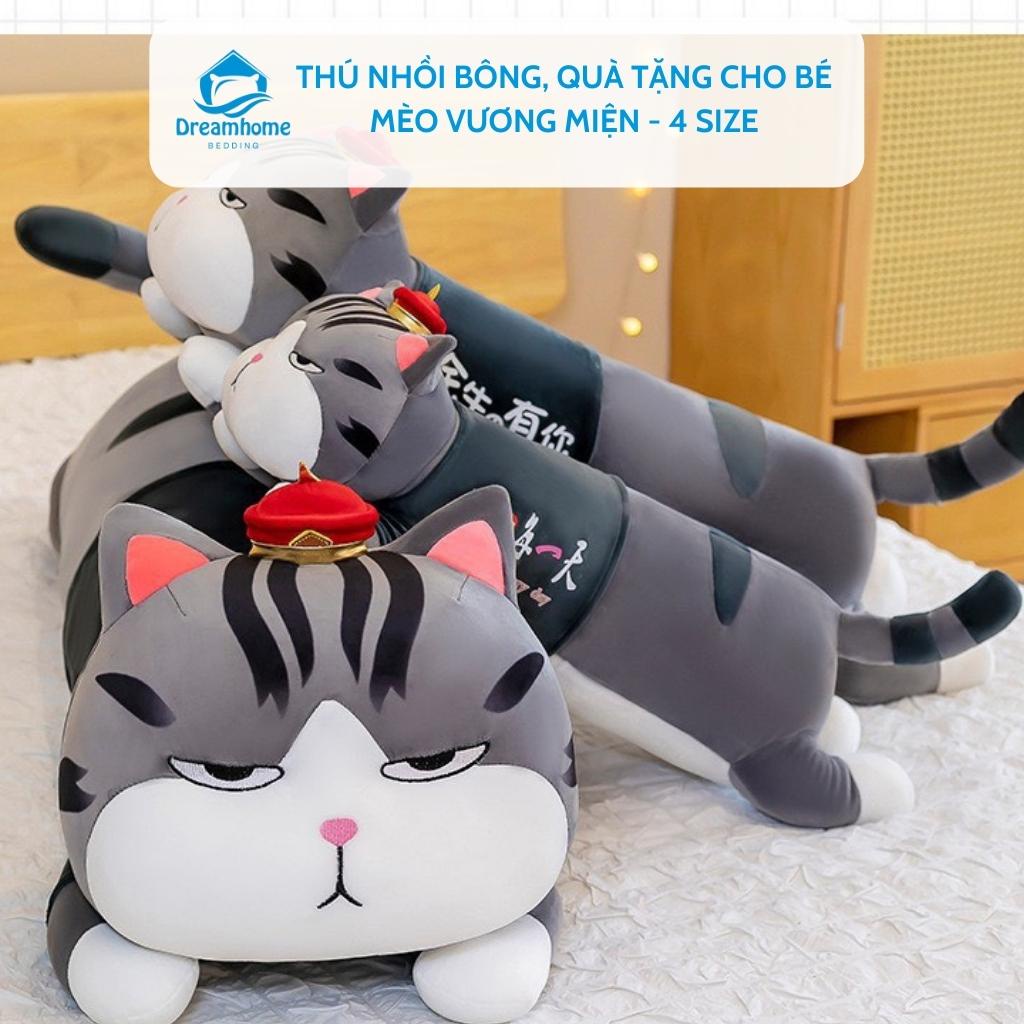 Gối ôm cho bé mèo vương miện đáng yêu mềm mịn 3 size 70cm, 90cm, 110cm Dreamhome