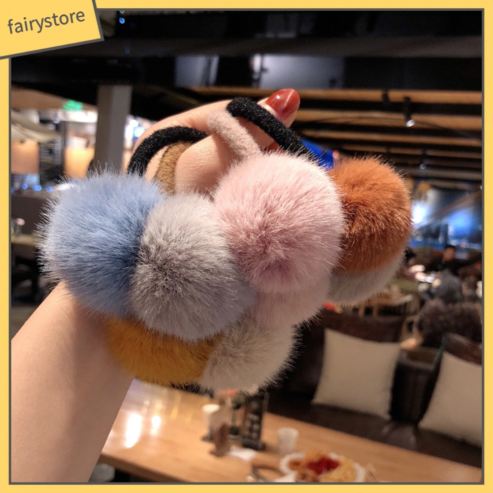 Dây Buộc Tóc Đính Quả Bông Nhỏ Xinh Xắn Cho Nữ