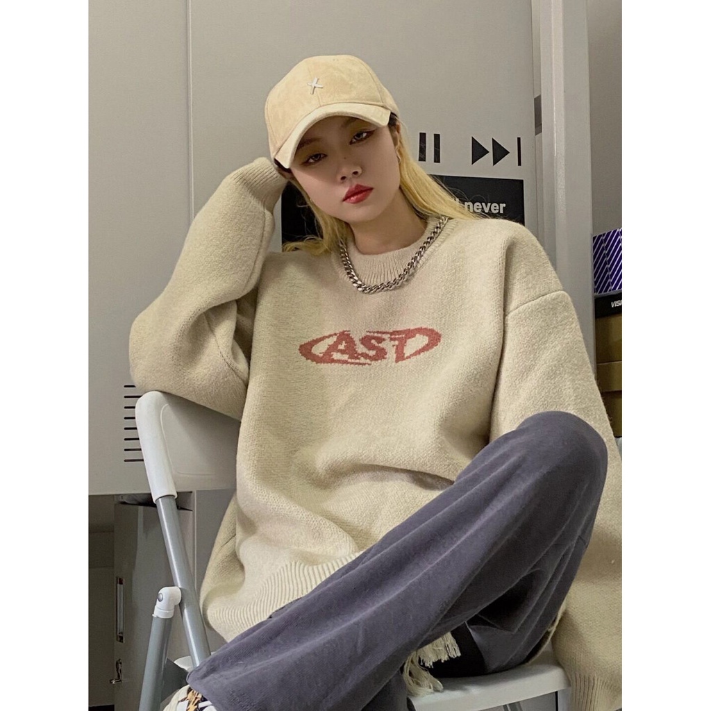 ■☢♀Áo Sweater Dệt Kim Mềm Mại Cổ Tròn In Chữ Phong Cách Nhật Bản Thời Trang Thu Đông Cho Nữ