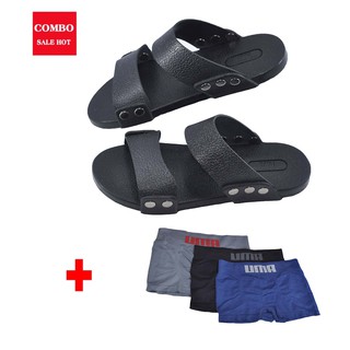 Combo Dép cao su HM và 3 quần lót nam cao cấp