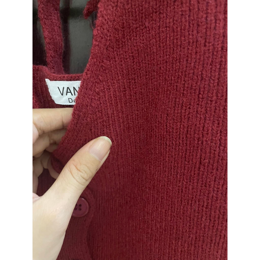 Thanh lý áo len cổ V cột cổ tay dài
