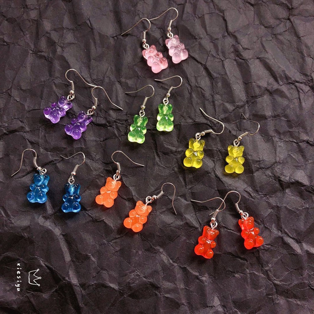 Khuyên Tai Nhựa Hình Gấu Dễ Thương