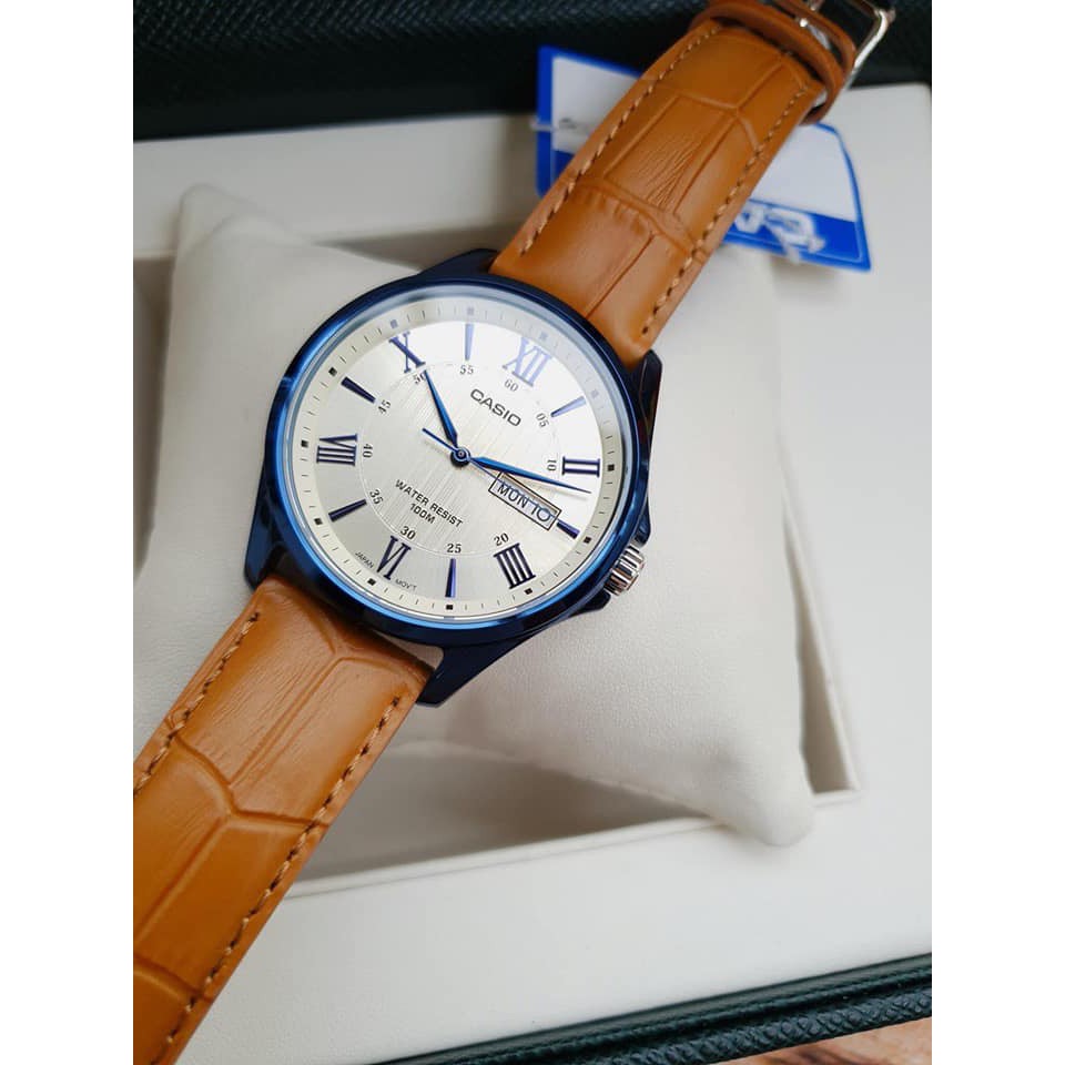 Đồng hồ nam Casio MTP-1384BUL-9AVDF - Máy Quartz Pin - Kính cứng - Dây da