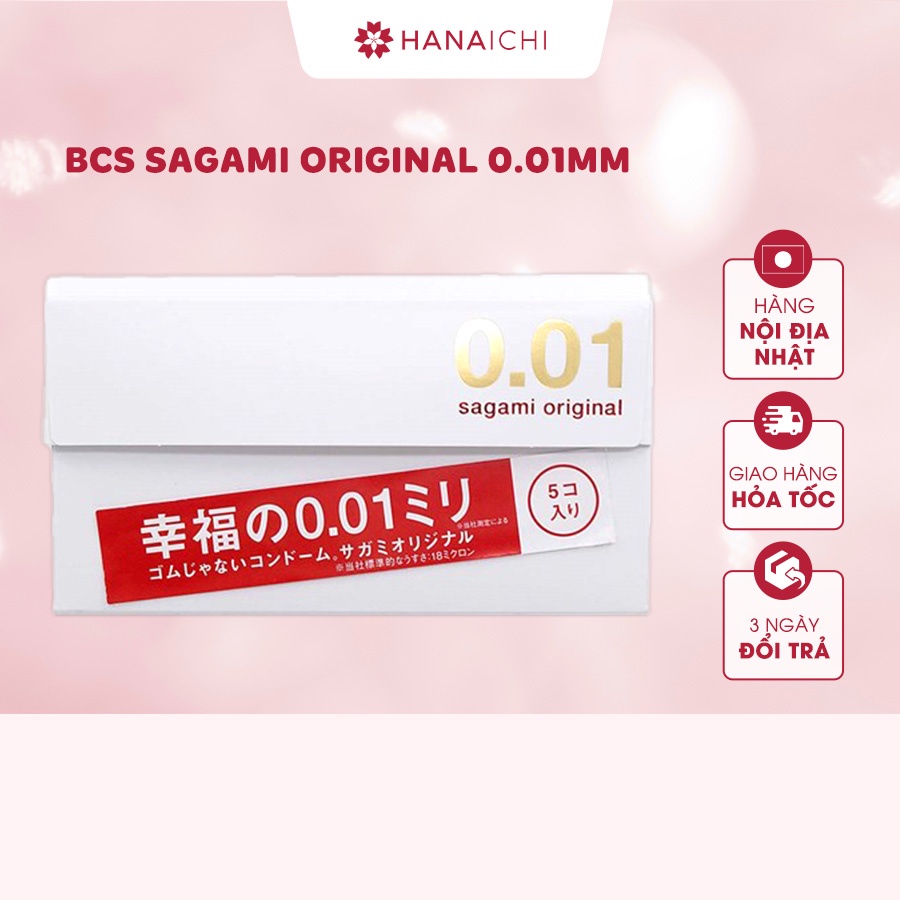Bao Cao Su Sagami Original Siêu Mỏng 0.01mm hộp 5 chiếc - Nội Địa Nhật