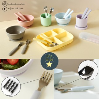 Muỗng nĩa inox #madeinKorea cho bé tập ăn dặm, an toàn cho bé, BLW, ăn dặm kiểu Nhật, ăn dặm truyền thống