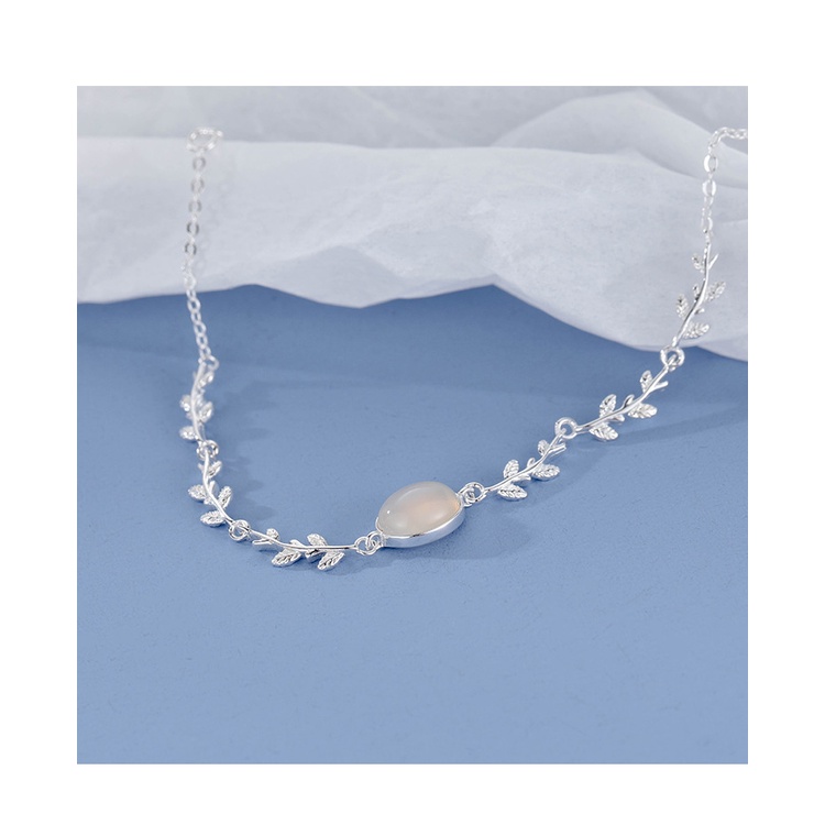 [Hàng Mới Về] Vòng Tay Nữ Trang Trí Hạt Mã Não Trắng Kiểu Dáng Đơn Giản